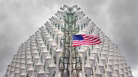 US embassy and flag at Nine Elms, London.